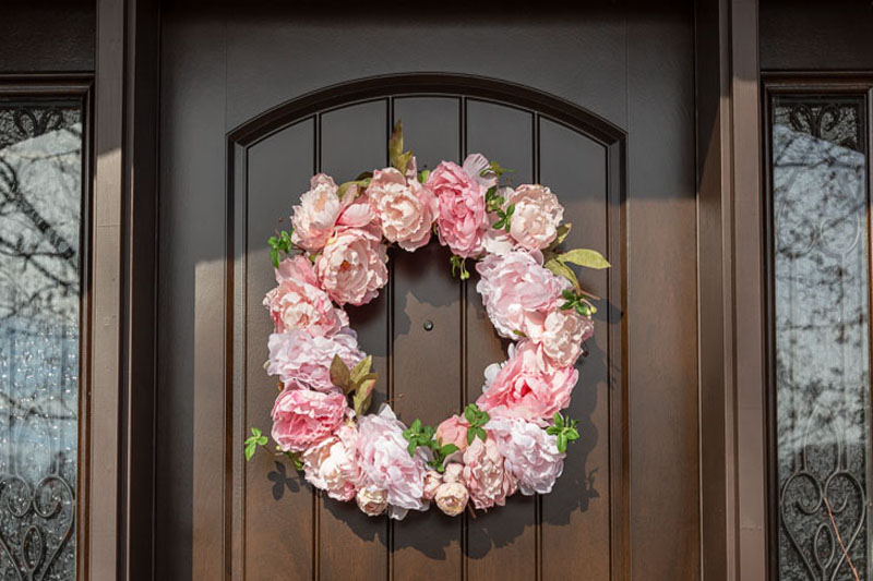 Peony wreaths front door